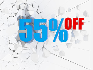 55 percent discount icon on white background