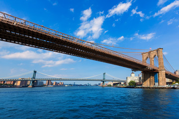 Fototapeta premium Brooklyn and Manhattan bridges East River NY