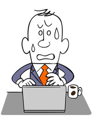 ノートパソコンを使うビジネスマン_焦り