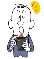 スマートフォンを操作するビジネスマン_気づき