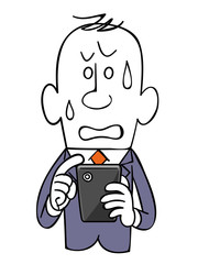 スマートフォンを操作するビジネスマン_焦り