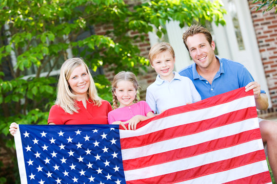 Summer: Family with American Flag