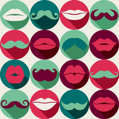 Moustaches and ilps set. Design elements.