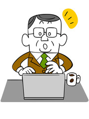 ノートパソコンを使う年輩のビジネスマン_気づき