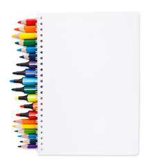 Notebook with school stationary objects