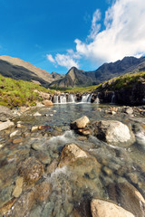 Fototapeta na wymiar The beautiful Fairy pools on the Isle of Skye in Scotland