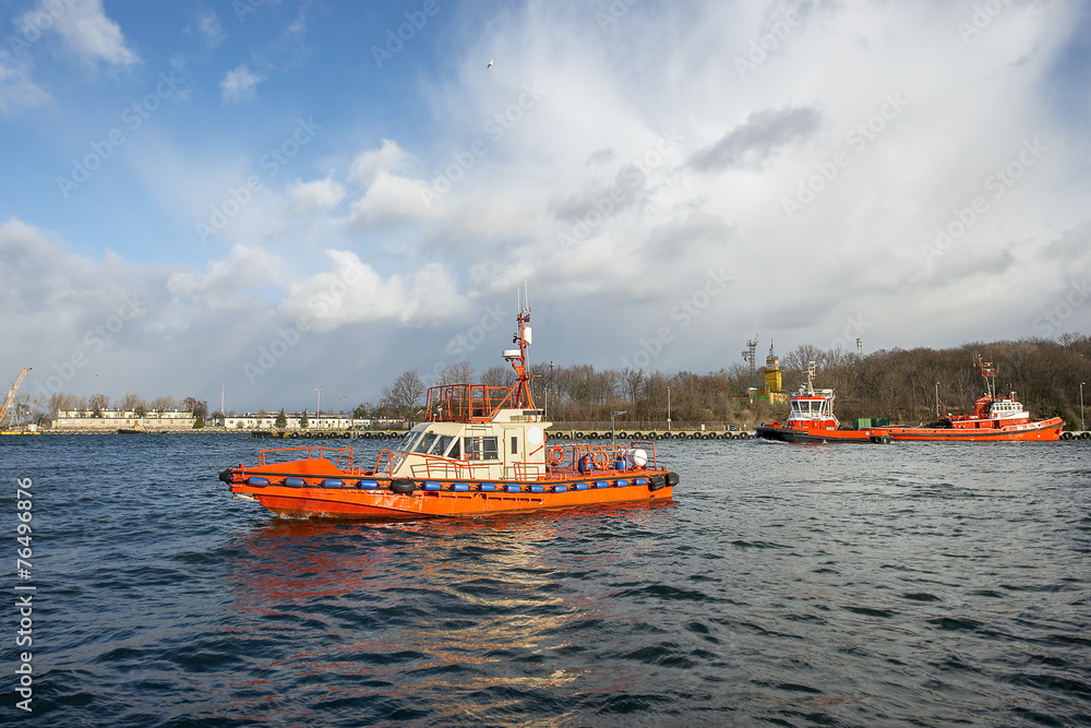 Fototapete Widok na pracujacy port morski, Gdansk, Polska