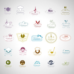 Restaurant Icons Set - Isolated On Gray Background