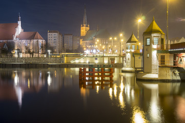 Nocna panorama Szczecina,most Długi,Katedra © Mike Mareen