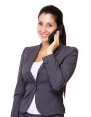 Caucasian Business woman talk to mobile phone