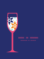 Vector abstract colorful stars wine glass silhouette pattern