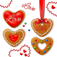 Set of Happy Valentine's day cookie with decorative elements