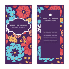 Vector colorful bouquet flowers vertical frame pattern