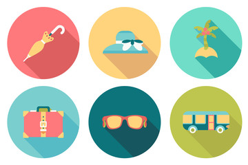 Round travel flat colour Icons with shadow