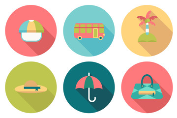 Round travel flat colour Icons with shadow