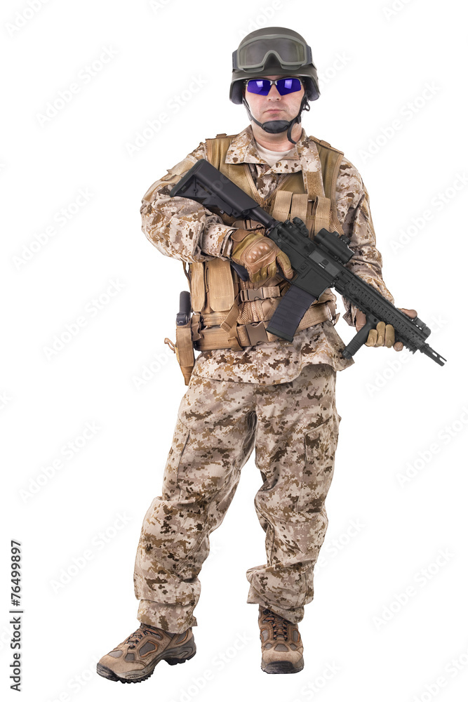 Wall mural soldier in uniform, ready to fight