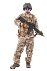 Fototapeta premium Soldier in uniform, ready to fight