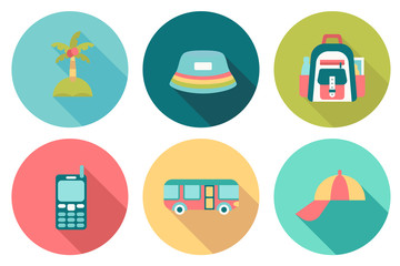 Round travel flat colour Icons with shadow