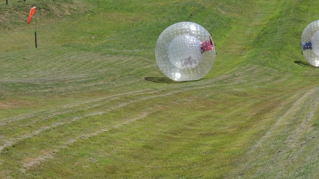 Ball rolling Zorbing in Rotorua, New Zealand.