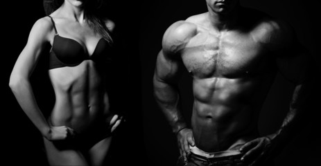Bodybuilding. Man and  woman