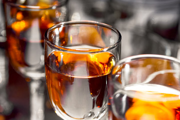 Glasses with wine on table