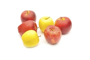 Red and yellow apple isolated on white background cutout