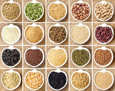 Collage of legumes and cereals