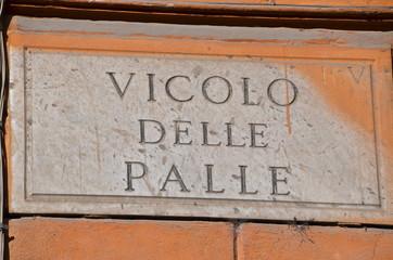 Fototapeta premium VIcolo delle Palle, Street Plate in ROme