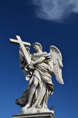 Angel with Cross Statue on Ponte Sant'Angelo in Rome, Italy