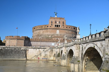 Castel and Ponte Sant'Angelo in Rome, Italy.