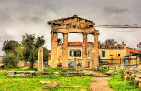 Entrance to the Library of Hadrian in Athens - Greece