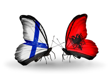 Two butterflies with flags Finland and Albania
