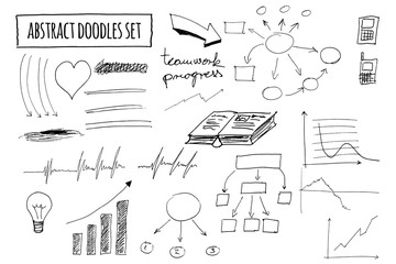 Vector set of hand drawn abstract doodles and shapes