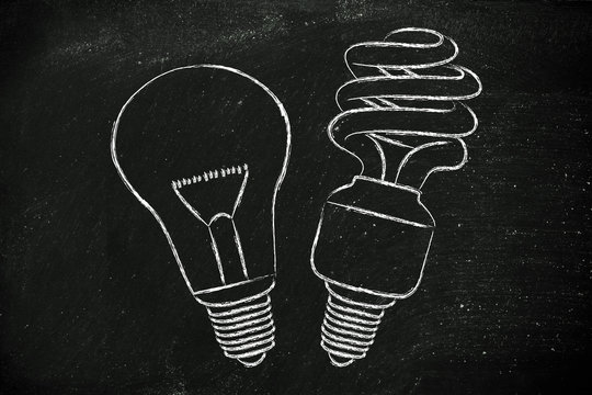 eco lightbulb, compact fluorescent bulb, for energy consumption