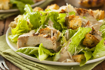 Healthy Grilled Chicken Caesar Salad - obrazy, fototapety, plakaty