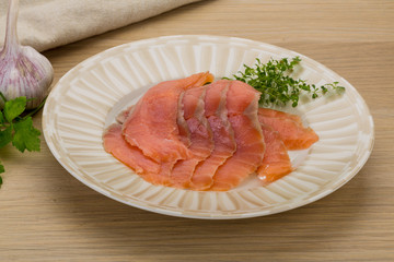 Sliced salmon