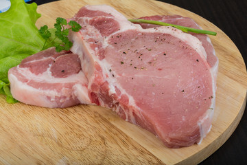 Raw t-bone steak