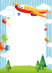 Diploma for children with balloons and plane