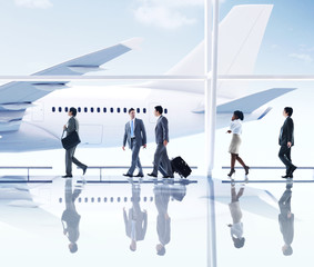 Business People Walking Airport Transportation Concept