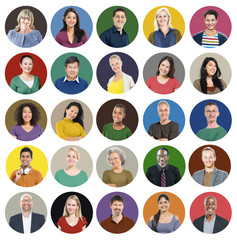 People Faces Portrait Multiethnic Cheerful Group Concept