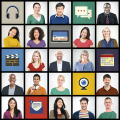 Faces Technology People Diversity Multiethnic Group Concept
