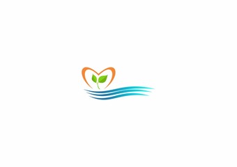water eco love plant logo vector