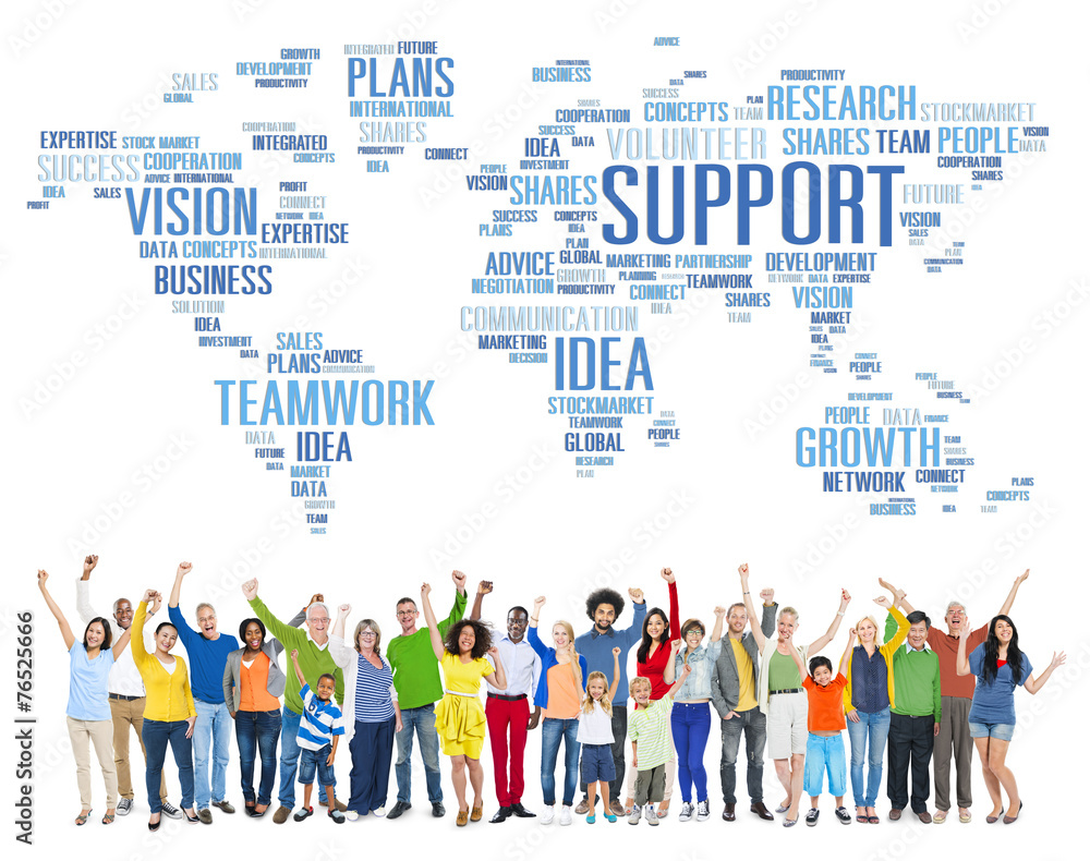 Sticker Global People Celebration Success Support Teamwork Concept - Stickers