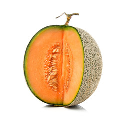 cantaloupe melon on white background