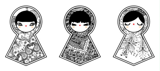 Vector background with babushka matryoshka dolls