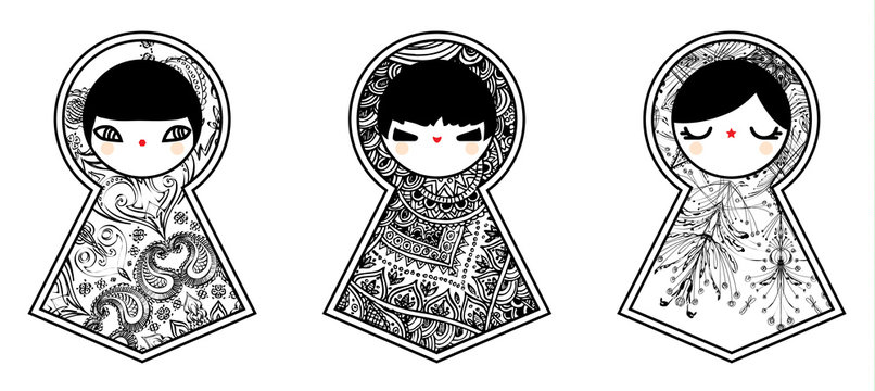 Vector background with babushka matryoshka dolls