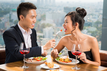 Couple in luxurious restaurant