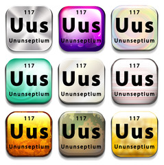 A button showing the element Ununseptium