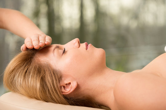 Woman and head massage
