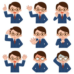 若いビジネスマンの表情セット